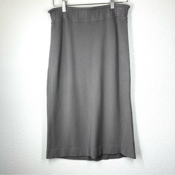 Vulin Midi Skirt Medium Cotton Spandex Stretch Waist Minimalist A Line - Picture 2 of 16